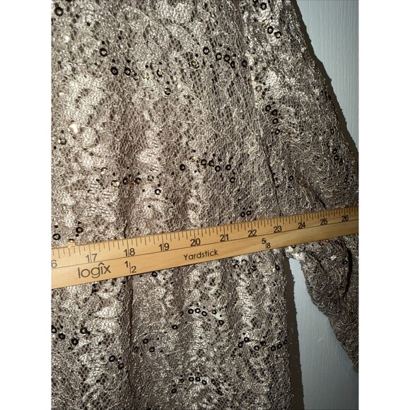 R&M Richards Evening Cardigan Jacket Women Plus 20W Gold Cream Sequin Party Glam - Picture 10 of 14